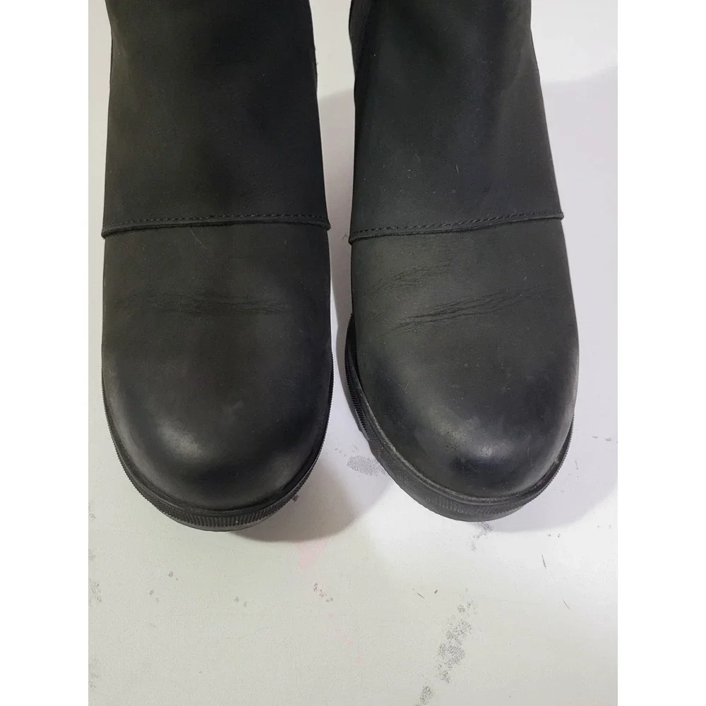 Sorel Joan Rhapsody Chelsea Wedge Booties Womens 9 Black Leather Waterproof